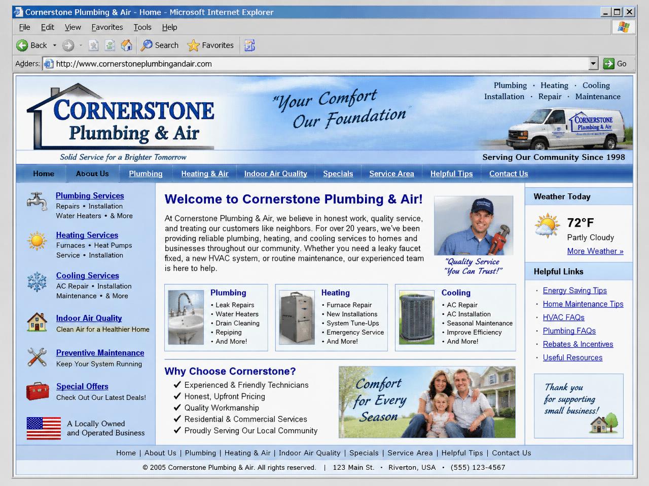 Outdated website example before a Lovable refresh